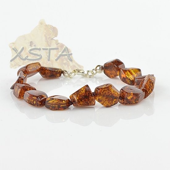 Cherry Baltic amber bracelet with silver